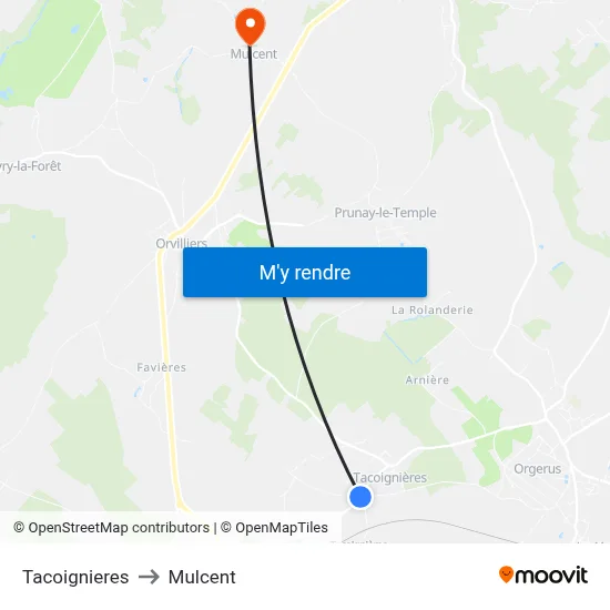 Tacoignieres to Mulcent map