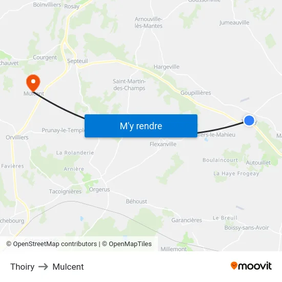 Thoiry to Mulcent map