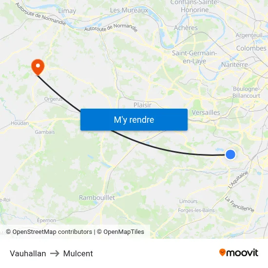 Vauhallan to Mulcent map