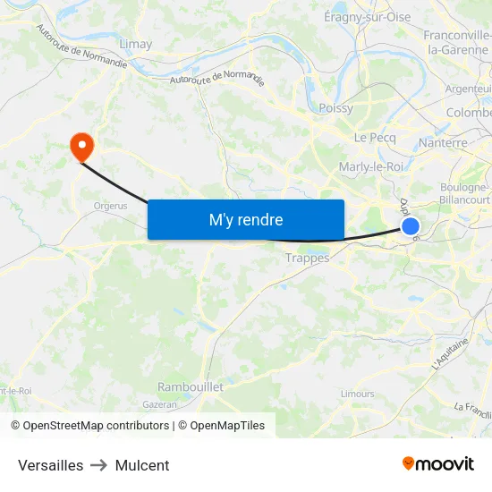 Versailles to Mulcent map