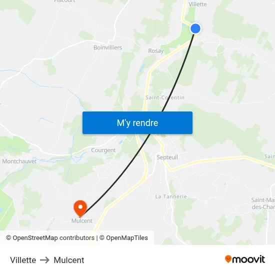 Villette to Mulcent map
