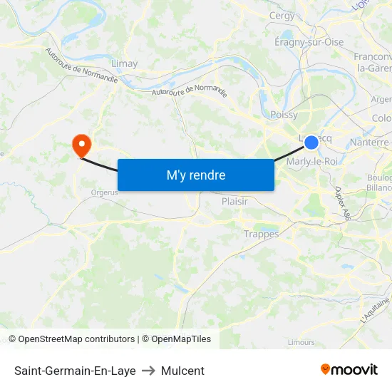 Saint-Germain-En-Laye to Mulcent map
