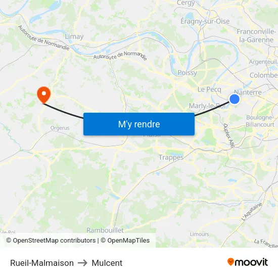Rueil-Malmaison to Mulcent map