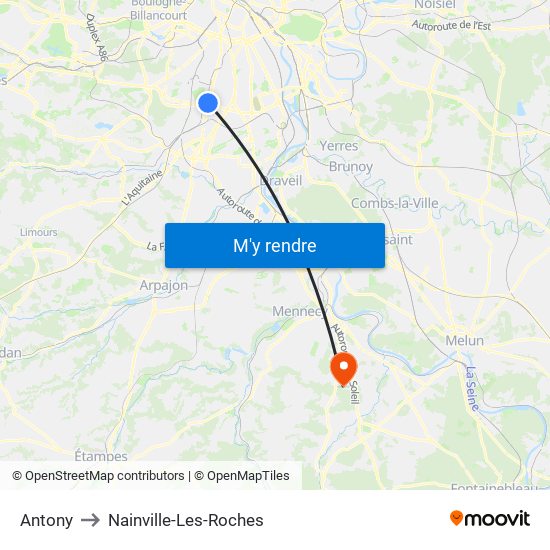 Antony to Nainville-Les-Roches map