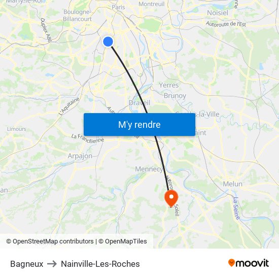 Bagneux to Nainville-Les-Roches map