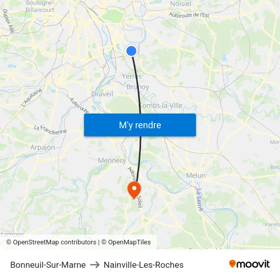 Bonneuil-Sur-Marne to Nainville-Les-Roches map