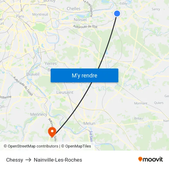 Chessy to Nainville-Les-Roches map