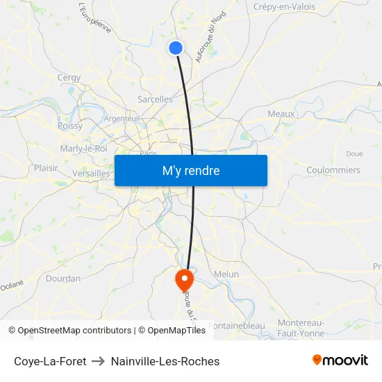 Coye-La-Foret to Nainville-Les-Roches map