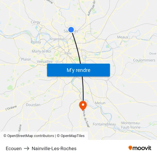 Ecouen to Nainville-Les-Roches map