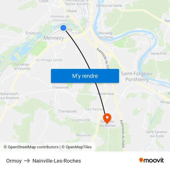 Ormoy to Nainville-Les-Roches map