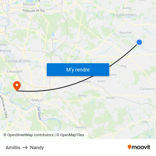 Amillis to Nandy map