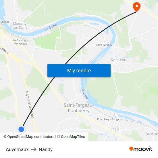 Auvernaux to Nandy map