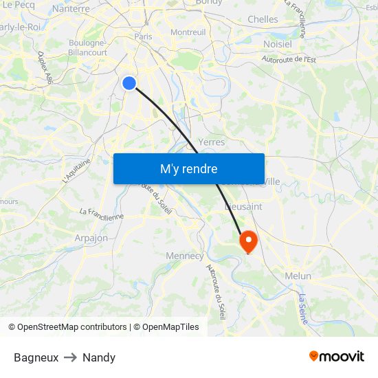 Bagneux to Nandy map