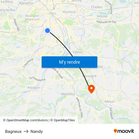 Bagneux to Nandy map
