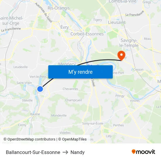 Ballancourt-Sur-Essonne to Nandy map