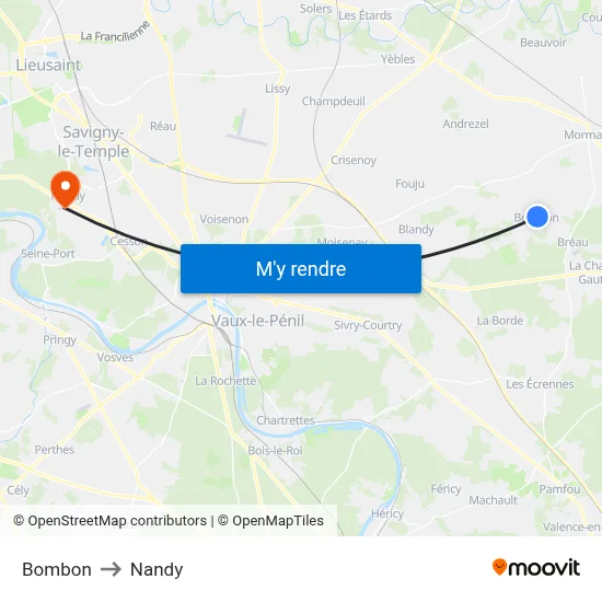 Bombon to Nandy map