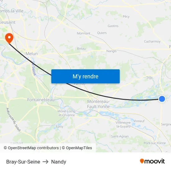 Bray-Sur-Seine to Nandy map