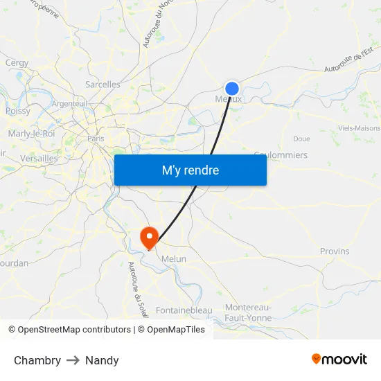 Chambry to Nandy map