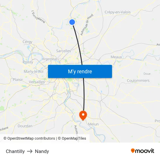 Chantilly to Nandy map