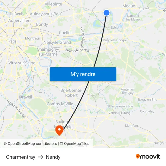 Charmentray to Nandy map