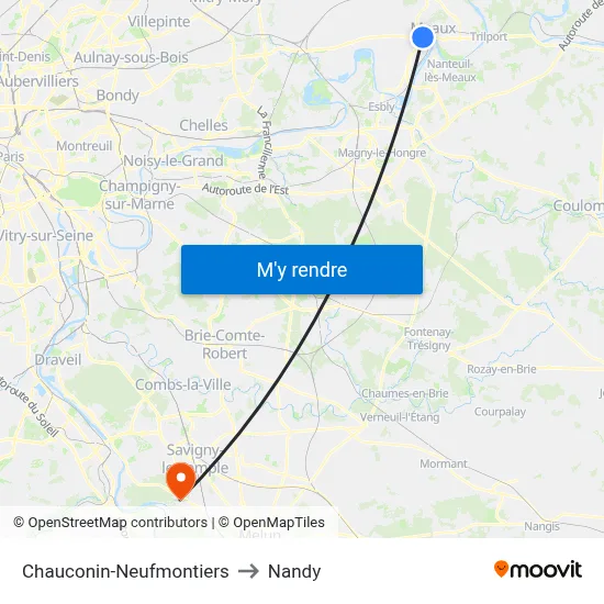 Chauconin-Neufmontiers to Nandy map