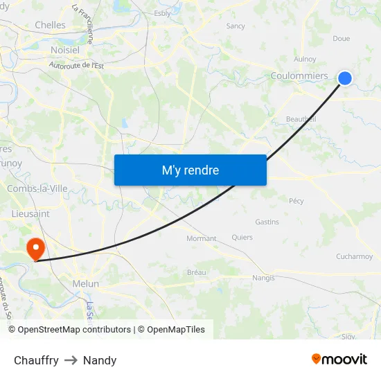 Chauffry to Nandy map