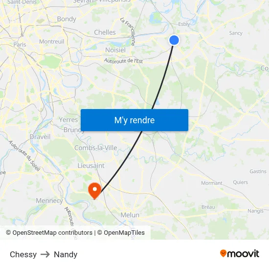 Chessy to Nandy map