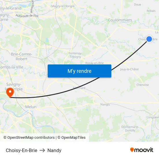 Choisy-En-Brie to Nandy map