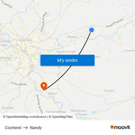 Cocherel to Nandy map