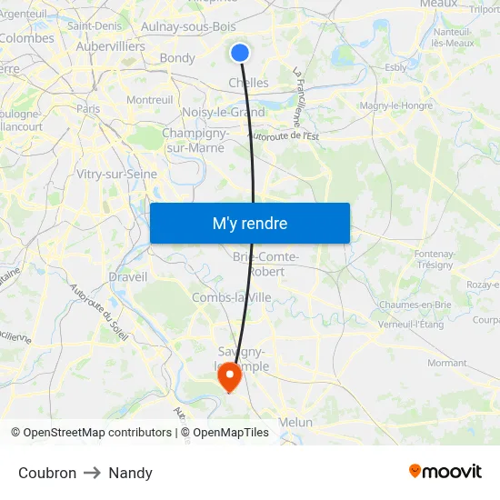 Coubron to Nandy map