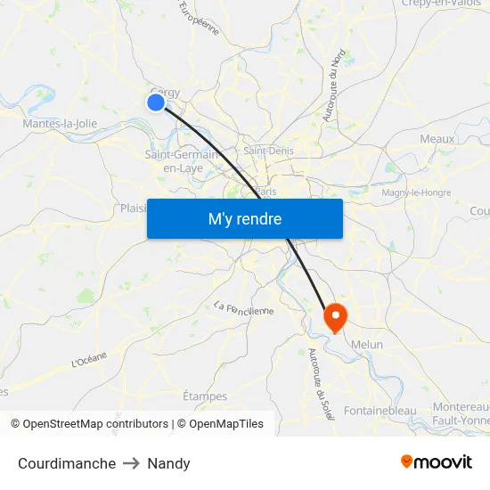 Courdimanche to Nandy map