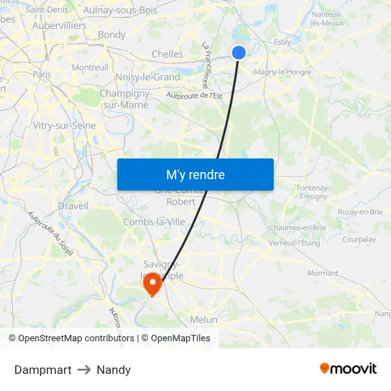 Dampmart to Nandy map