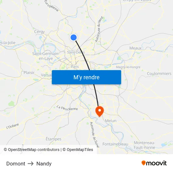 Domont to Nandy map
