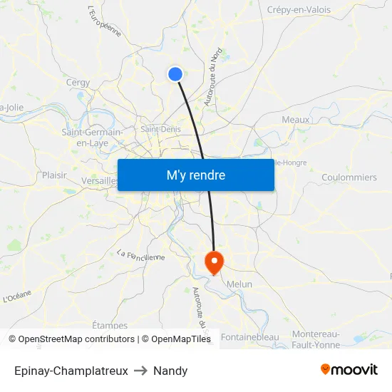 Epinay-Champlatreux to Nandy map