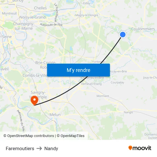 Faremoutiers to Nandy map