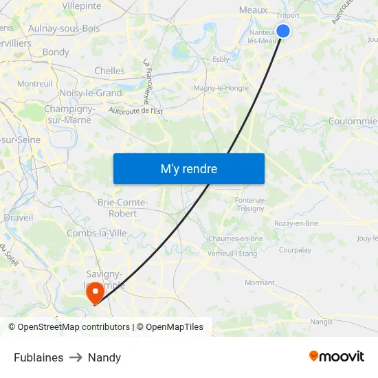 Fublaines to Nandy map