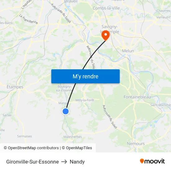 Gironville-Sur-Essonne to Nandy map