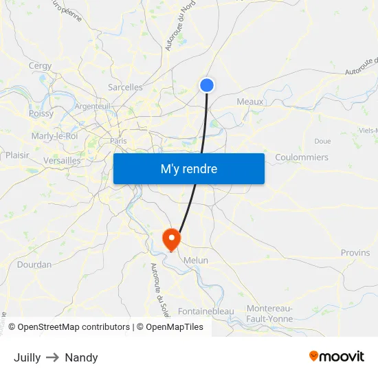 Juilly to Nandy map