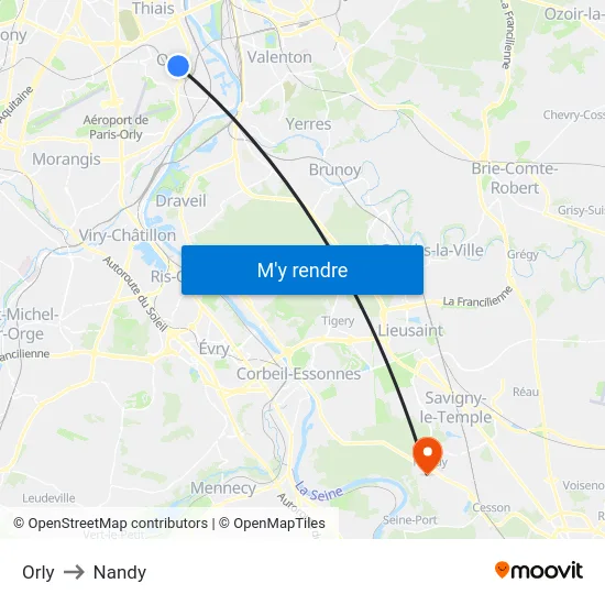 Orly to Nandy map