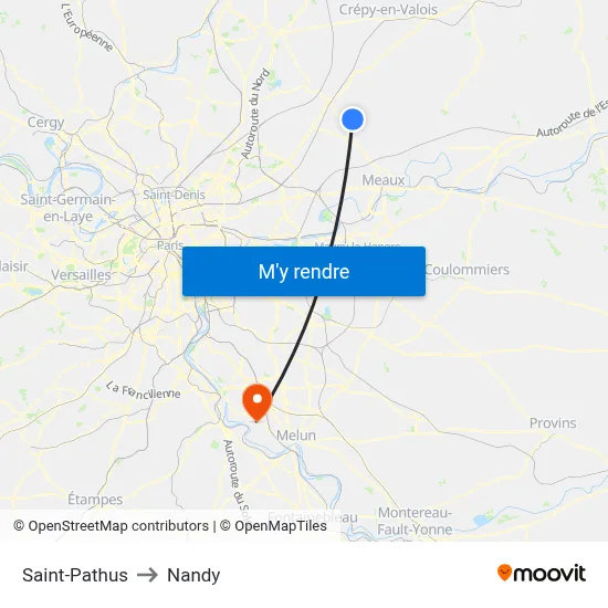 Saint-Pathus to Nandy map