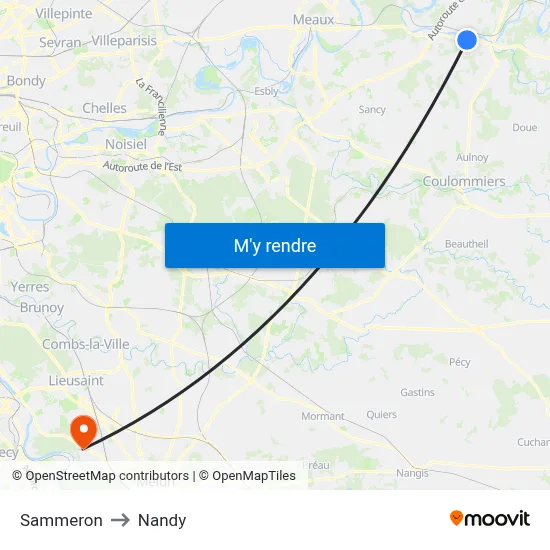 Sammeron to Nandy map
