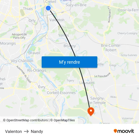 Valenton to Nandy map