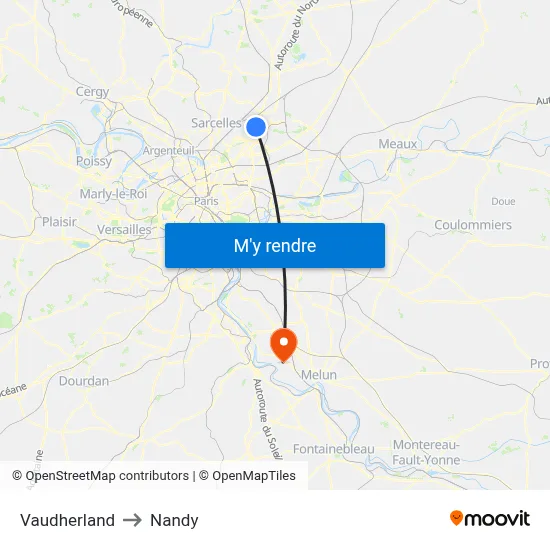 Vaudherland to Nandy map