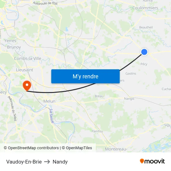 Vaudoy-En-Brie to Nandy map