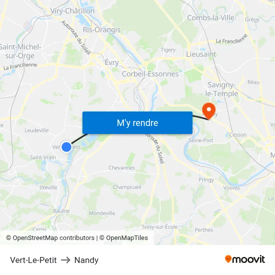 Vert-Le-Petit to Nandy map