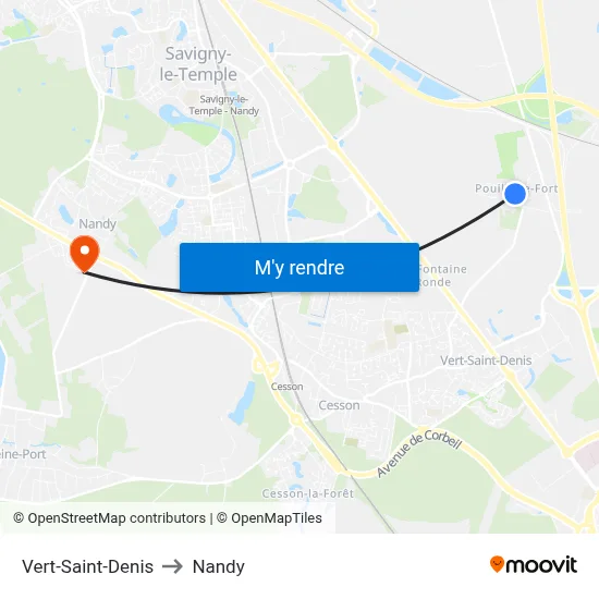 Vert-Saint-Denis to Nandy map