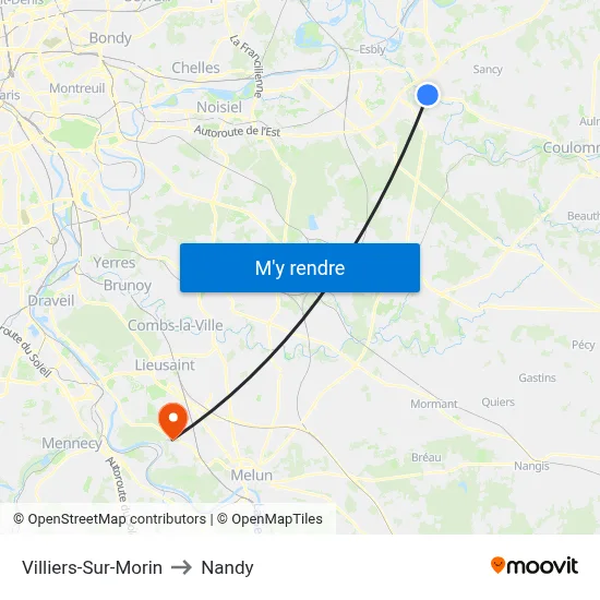 Villiers-Sur-Morin to Nandy map
