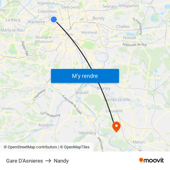 Gare D'Asnieres to Nandy map