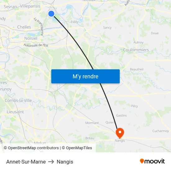 Annet-Sur-Marne to Nangis map