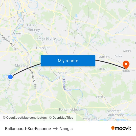 Ballancourt-Sur-Essonne to Nangis map